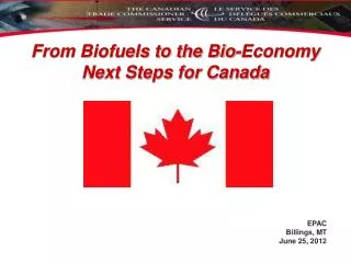 From Biofuels to the Bio-Economy Next Steps for Canada