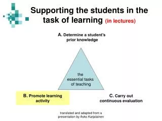 Supporting the students in the task of learning (in lectures)
