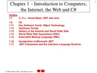 Chapter 1 – Introduction to Computers, the Internet, the Web and C#