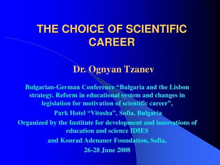 the choice of scientific career