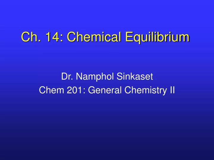 ch 14 chemical equilibrium