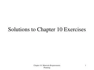 Solutions to Chapter 10 Exercises