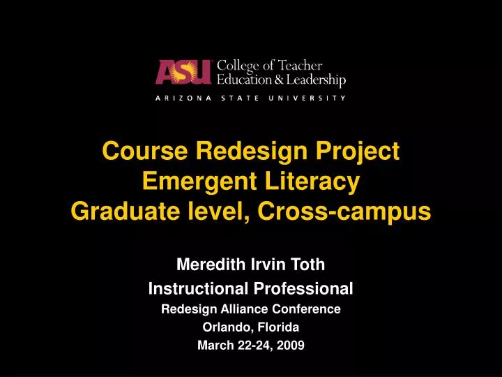 course redesign project emergent literacy graduate level cross campus