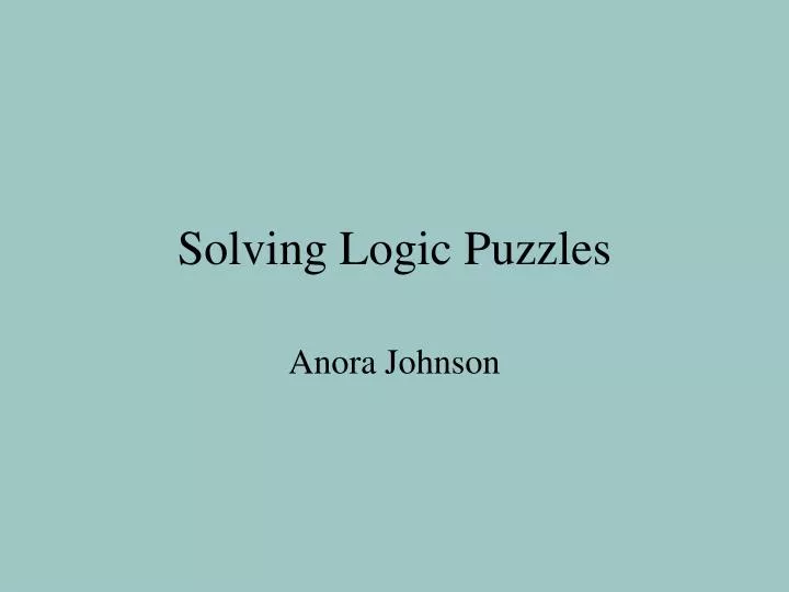 solving logic puzzles