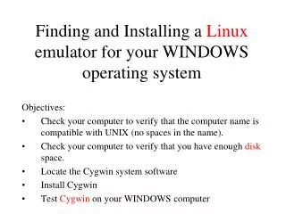 Finding and Installing a Linux emulator for your WINDOWS operating system