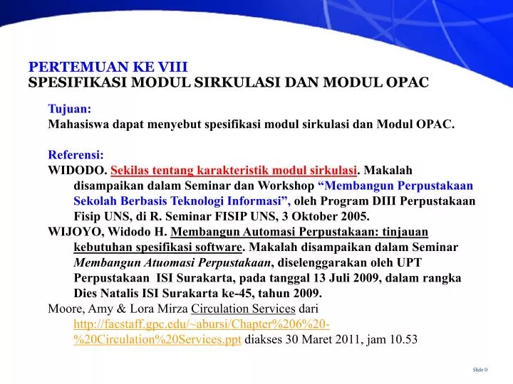 pertemuan ke viii spesifikasi modul sirkulasi dan modul opac