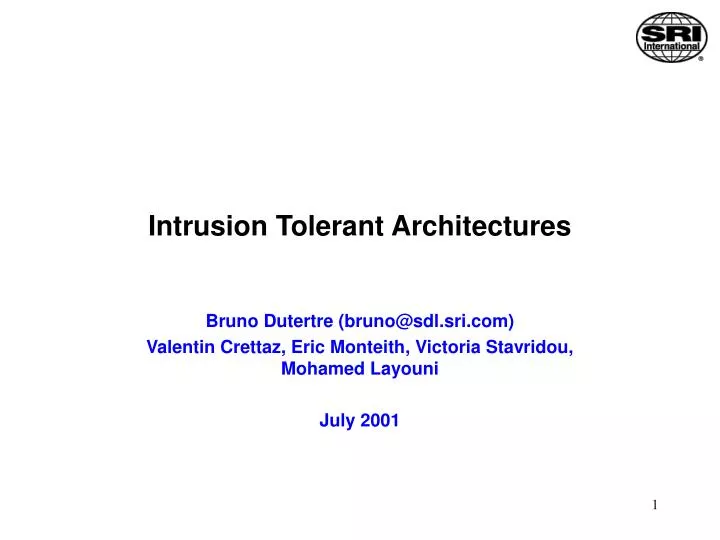 intrusion tolerant architectures