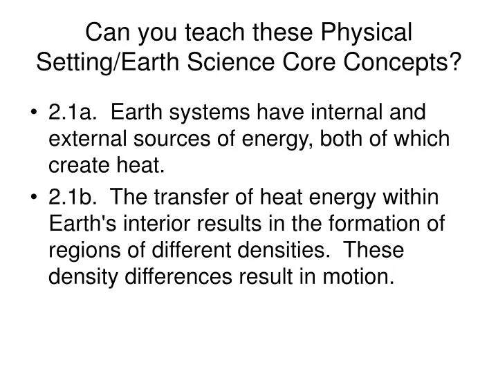 can you teach these physical setting earth science core concepts