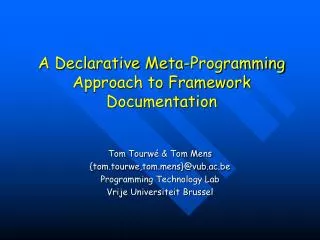 A Declarative Meta-Programming Approach to Framework Documentation