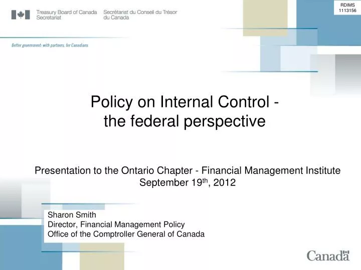policy on internal control the federal perspective