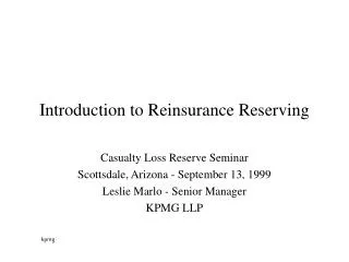 Introduction to Reinsurance Reserving