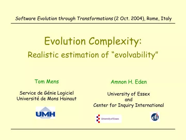 evolution complexity realistic estimation of evolvability