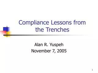 Compliance Lessons from the Trenches