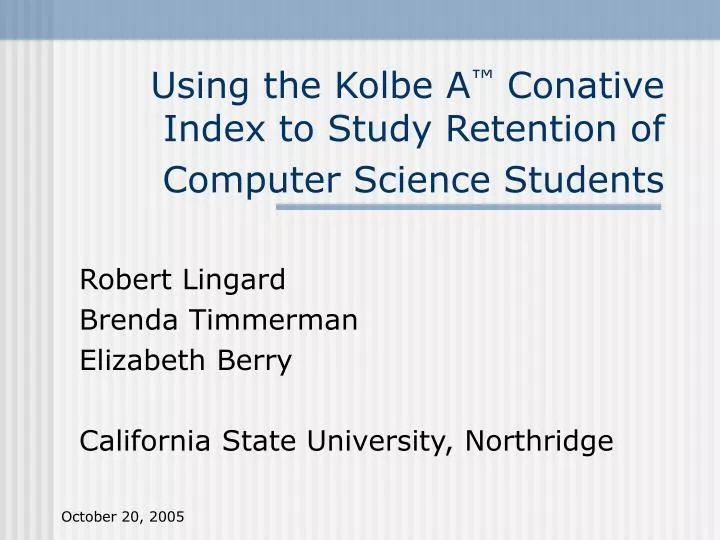 using the kolbe a conative index to study retention of computer science students