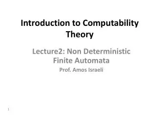 Introduction to Computability Theory