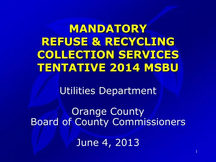 mandatory refuse recycling collection services tentative 2014 msbu
