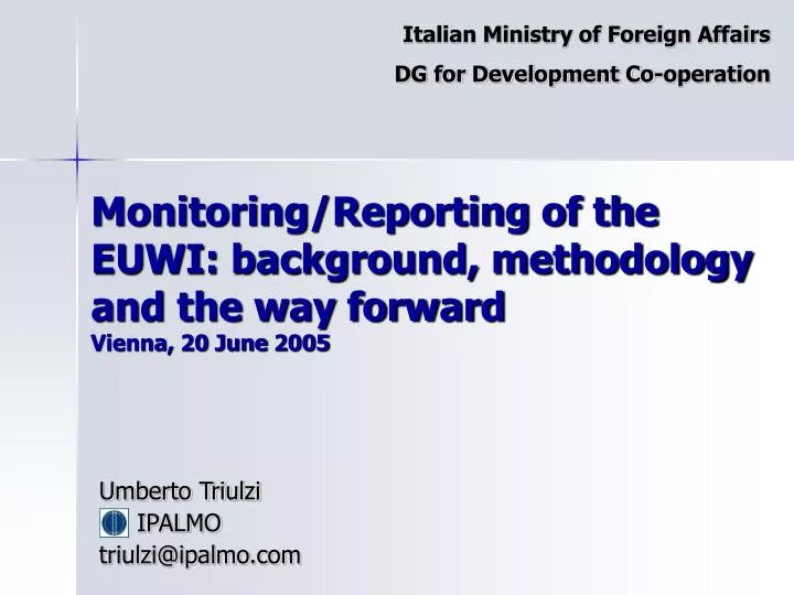 monitoring reporting of the euwi background methodology and the way forward vienna 20 june 2005