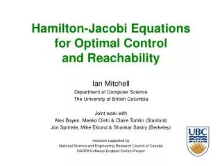 Hamilton-Jacobi Equations for Optimal Control and Reachability