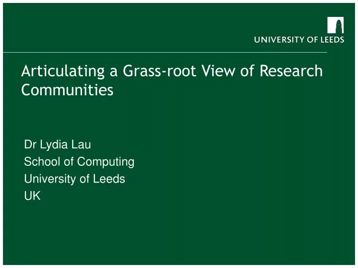 articulating a grass root view of research communities