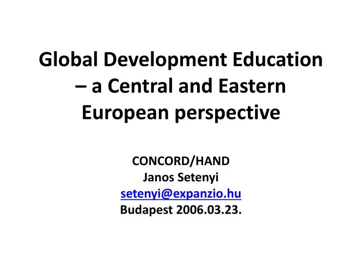 global development education a central and eastern european perspective