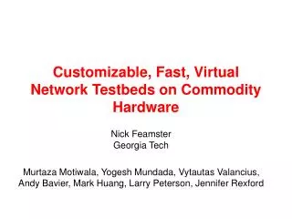Customizable, Fast, Virtual Network Testbeds on Commodity Hardware