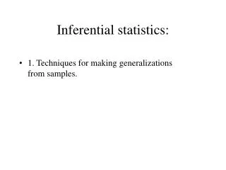 Inferential statistics: