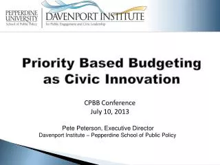Priority Based Budgeting as Civic Innovation