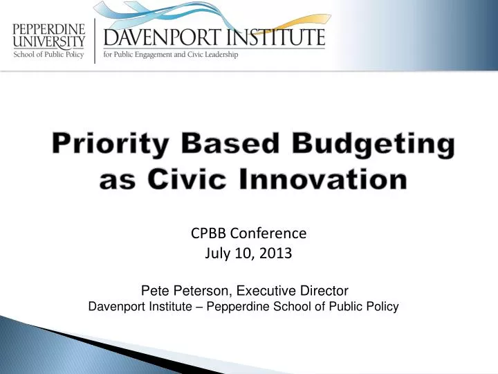 priority based budgeting as civic innovation