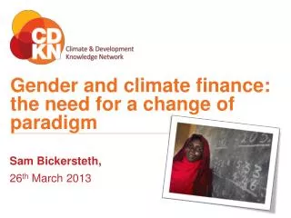 Gender and climate finance : the need for a change of paradigm