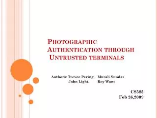 Photographic A uthentication through Untrusted terminals