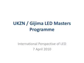 UKZN / Gijima LED Masters Programme