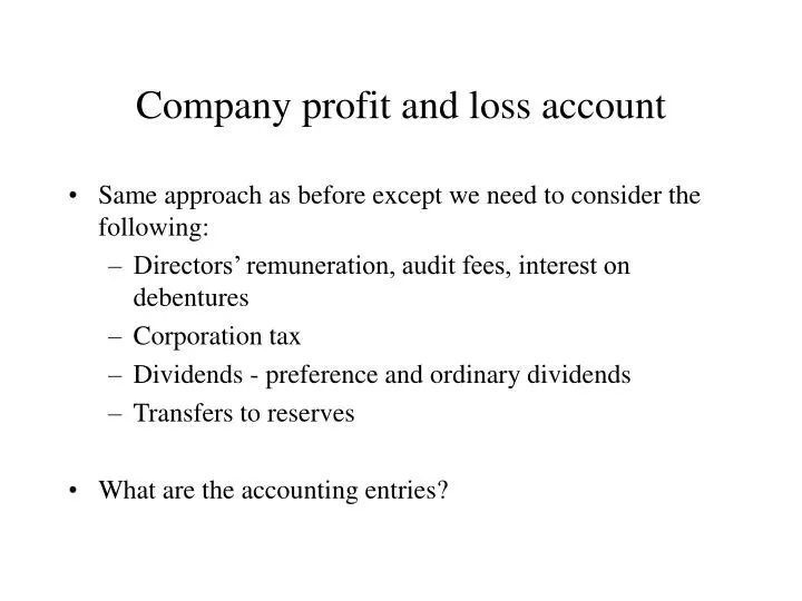 company profit and loss account