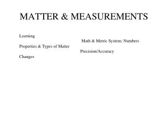 MATTER &amp; MEASUREMENTS