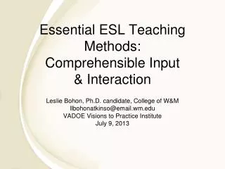 Essential ESL Teaching Methods: Comprehensible Input &amp; Interaction