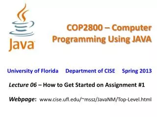 cop2800 computer programming using java