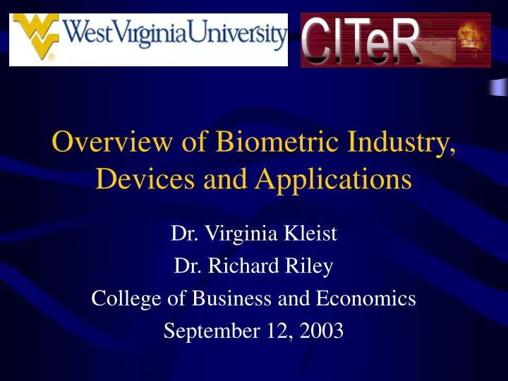overview of biometric industry devices and applications