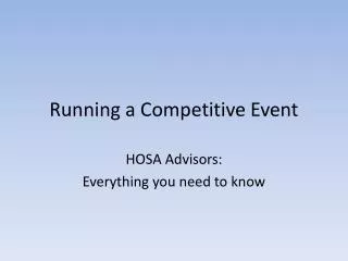 Running a Competitive Event