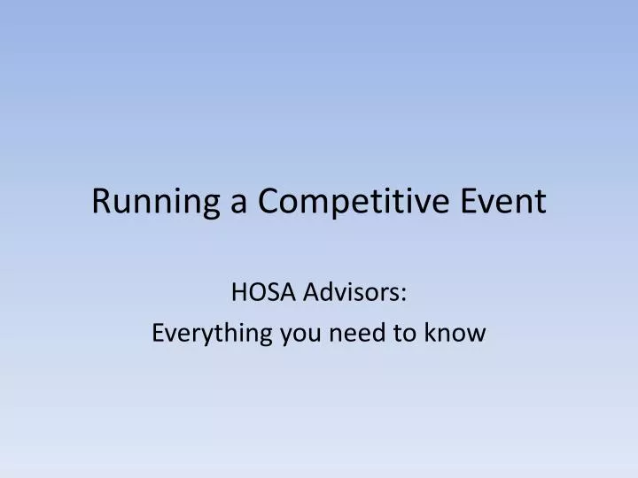 running a competitive event