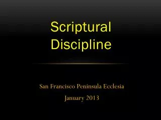Scriptural Discipline
