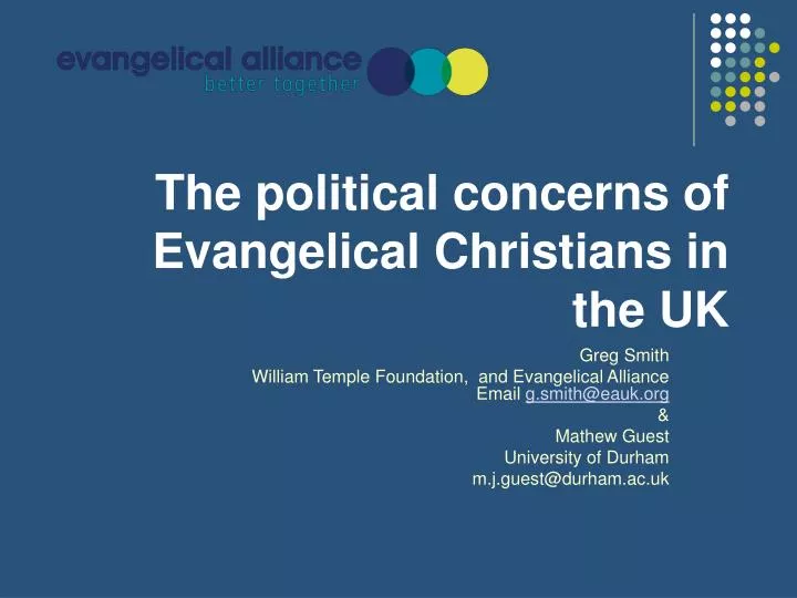 the political concerns of evangelical christians in the uk