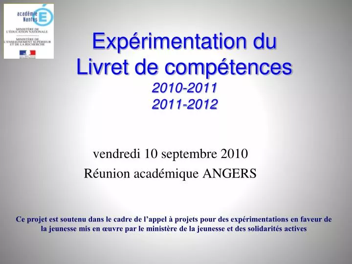 exp rimentation du livret de comp tences 2010 2011 2011 2012