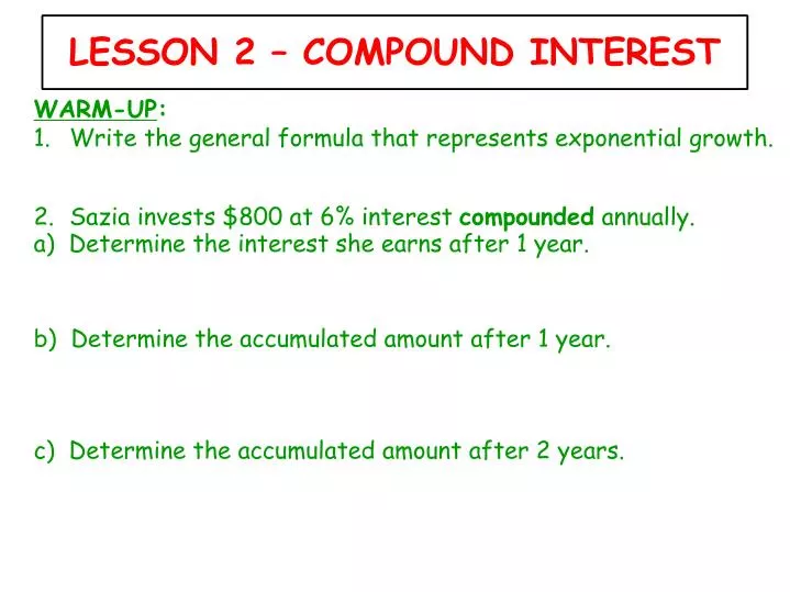 lesson 2 compound interest