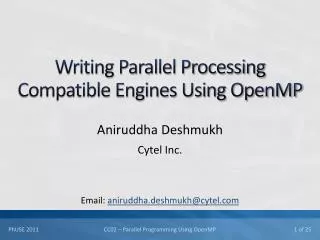 Writing Parallel Processing Compatible Engines Using OpenMP