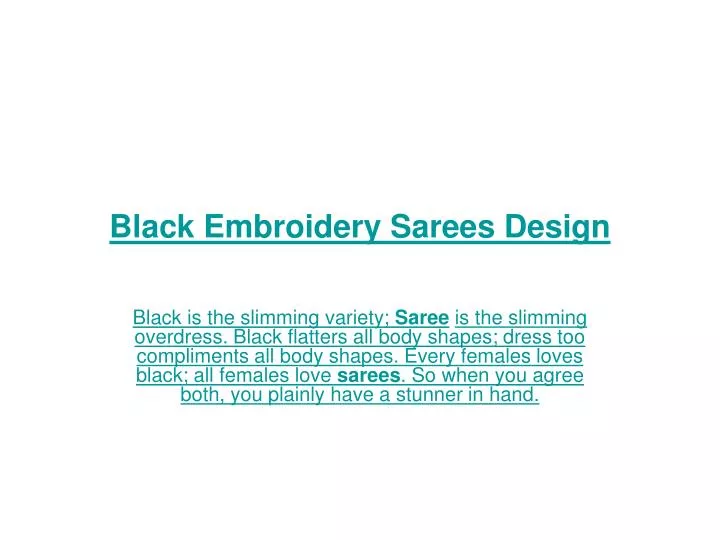 black embroidery sarees design