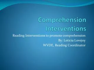 Comprehension Interventions