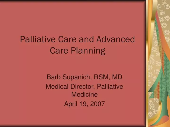 palliative care and advanced care planning