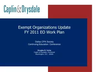 Exempt Organizations Update FY 2011 EO Work Plan