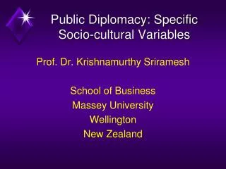 Public Diplomacy: Specific Socio-cultural Variables
