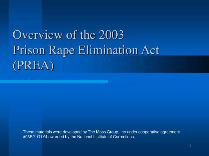 overview of the 2003 prison rape elimination act prea