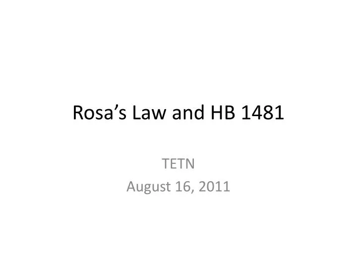 rosa s law and hb 1481